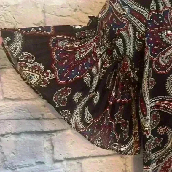 i Jeans by Buffalo Women's sheer blouse black with jewel tones paisley Size XL - Picture 2 of 5